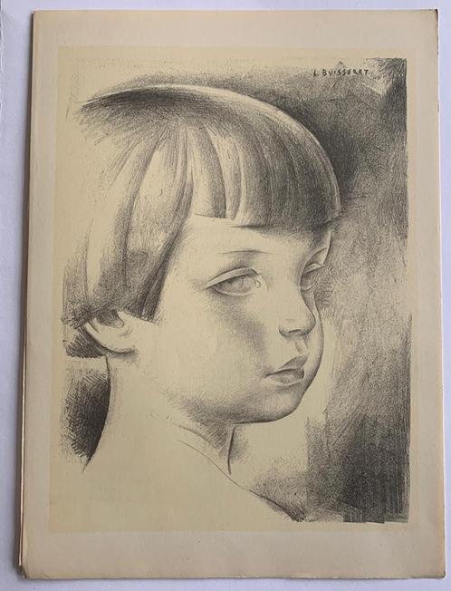 Litho Louis Buisseret - “Portret van een kind” (1927), Antiek en Kunst, Kunst | Litho's en Zeefdrukken, Ophalen of Verzenden