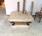 Grote marmeren salontafel met brons 107 x 107 H 48, Minder dan 50 cm, Overige materialen, 100 tot 150 cm, 100 tot 150 cm
