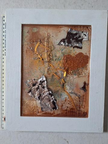 Ongewone abstracte compositie/gemengde techniek van J. Bayle beschikbaar voor biedingen