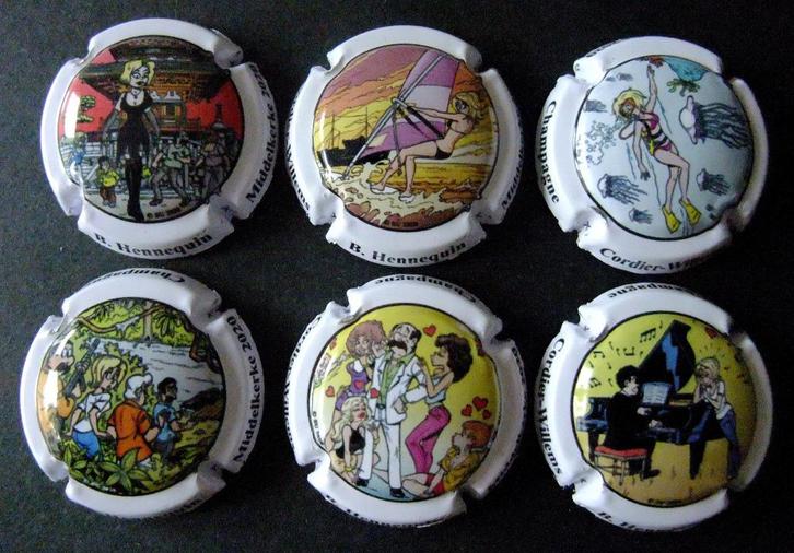 6 champagne capsules Kiekeboe - Middelkerke 2020 - VOL REEKS, Verzamelen, Overige Verzamelen, Gebruikt, Ophalen of Verzenden