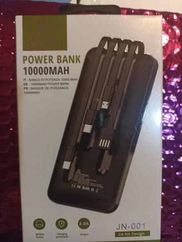 powerbank 10000 mAh externe batterij met 4 universele kabels beschikbaar voor biedingen