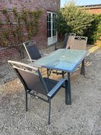 Tuintafel met 4 stoelen, Tuin en Terras, Tuintafels, Ophalen, Zo goed als nieuw, Rechthoekig, Aluminium