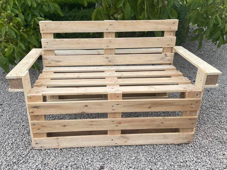 Zelfgemaakte houten pallet zetel / tuinbank, Tuin en Terras, Tuinbanken, Nieuw, Hout, Ophalen