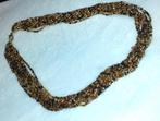 Halsketting vintage goudbruine rocaille twist '80-90, Handtassen en Accessoires, Kettingen, Verzenden, Bruin