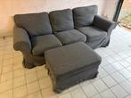 Canapé IKEA EKTORP 3 places gris foncé avec repose-pieds, 200 à 250 cm, Banc droit, Enlèvement, Utilisé