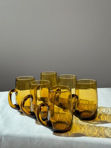 Vintage Spanish Amber Glass Set beschikbaar voor biedingen