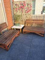 TuinPalletbank 1/2 stuks (kussens mag ook apart), Tuin en Terras, Tuinsets en Loungesets, Ophalen, Gebruikt, Hardhout, Loungeset