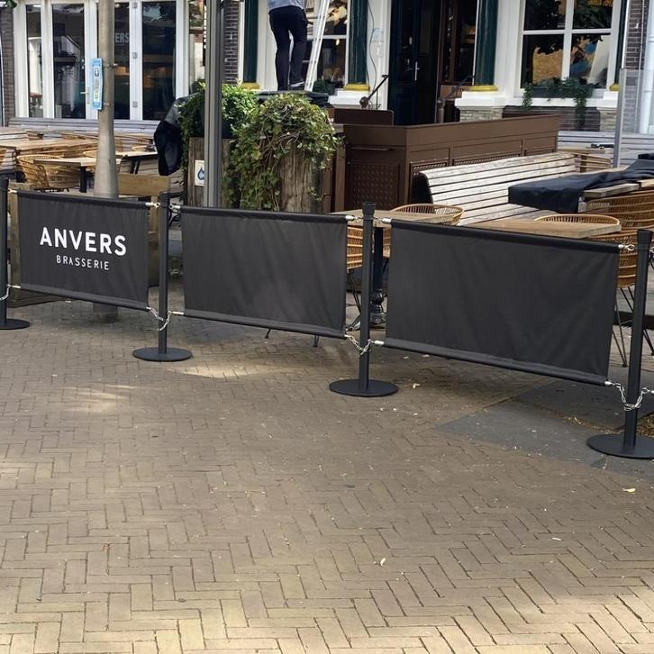 Afzetpalen met bedrukte banner of scherm, Hobby en Vrije tijd, Feestartikelen, Nieuw, Overige typen, Ophalen of Verzenden