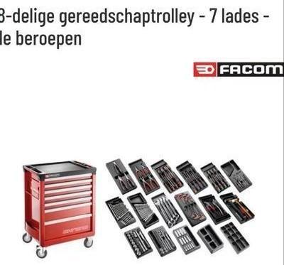 Facom gereedschapswagen volledig gevuld, Doe-het-zelf en Bouw, Gereedschapskisten, Zo goed als nieuw, Gevuld, Ophalen