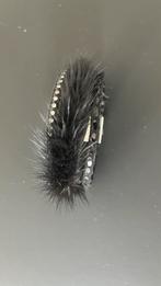 Armband zwart met bont en leder, Ophalen, Zo goed als nieuw, Zwart