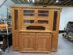 Antieke 4-delige grenen vitrinekast buffetkast, Huis en Inrichting, Ophalen, Gebruikt, Glas, 150 tot 200 cm