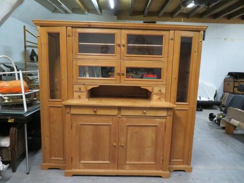 Antieke 4-delige grenen vitrinekast buffetkast, Huis en Inrichting, Kasten | Buffetkasten, Gebruikt, 150 tot 200 cm, 200 cm of meer