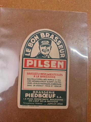 Ancienne étiquette brasserie Piedboeuf à Jupille - très rare, Enlèvement ou Envoi, Comme neuf, Autres types, Autres marques