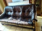 Zetel driezit, Huis en Inrichting, Gebruikt, Driepersoons, Leer, Antiek