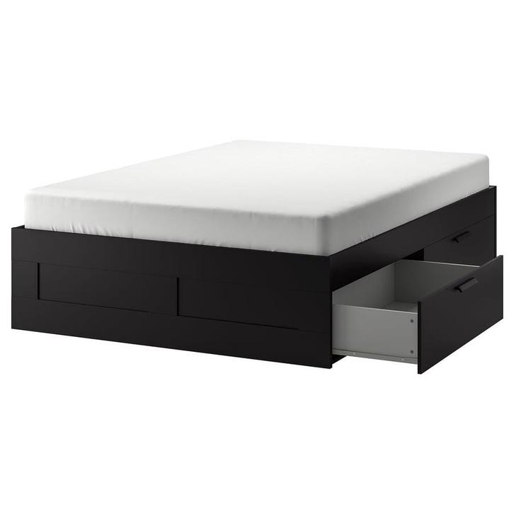 Lit IKEA Brimnes Queen size noir, Huis en Inrichting, Slaapkamer | Bedden, Twijfelaar, Zwart