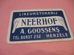 Oude speelkaart likeurstokerij Neerhof , Herzele (101), Enlèvement ou Envoi, Comme neuf, Carte(s) à jouer