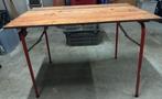 Plooitafel en 4 schragen, Ophalen, Gebruikt, 70 tot 120 cm, Inklapbaar