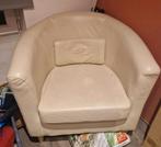 Wit lederen bank, Huis en Inrichting, Ophalen, Gebruikt