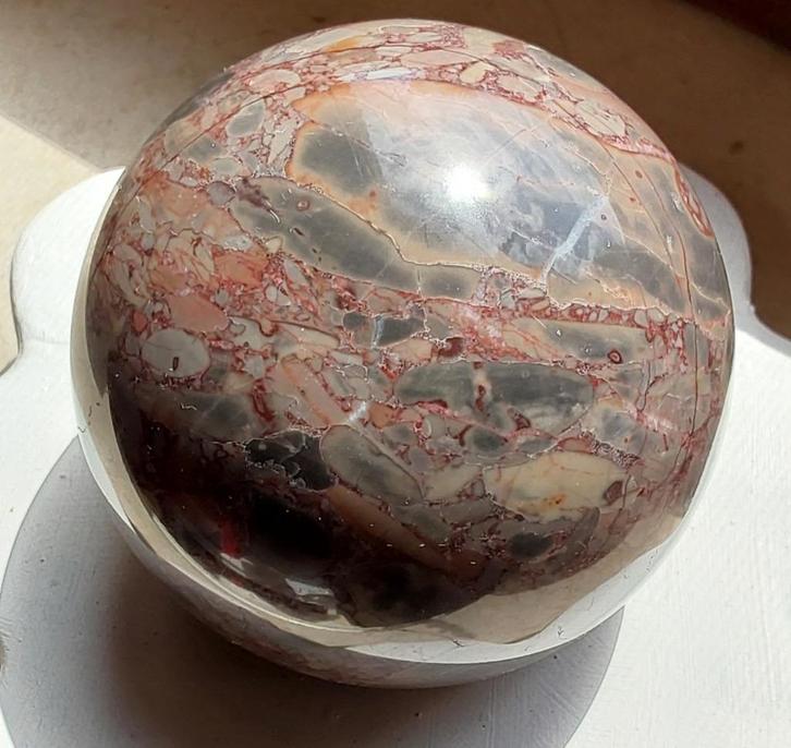 Bol van gepolijst fossiel hout - Diameter 8 cm, Verzamelen, Mineralen en Fossielen, Ophalen