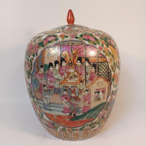 Prachtige jar (voorraadpot) met polychrome handbeschilderde, Antiek en Kunst, Antiek | Keramiek en Aardewerk, Ophalen of Verzenden