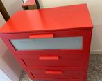 Rode IKEA ladekast, Huis en Inrichting, Kasten | Ladekasten, Ophalen, 50 tot 100 cm, Zo goed als nieuw, 3 of 4 laden