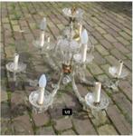 Mooie Antieke Glazen Luchter met 9 lichtpunten, Ophalen