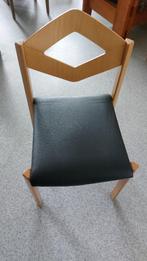 Chaises bois & cuir, Vijf, Zes of meer stoelen, Hout, Zo goed als nieuw, Zwart
