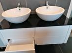 Dubbele wastafel 120,5 cm met kranen en waskommen, Huis en Inrichting, Badkamer | Badkamermeubels, Ophalen, Gebruikt, 100 tot 150 cm