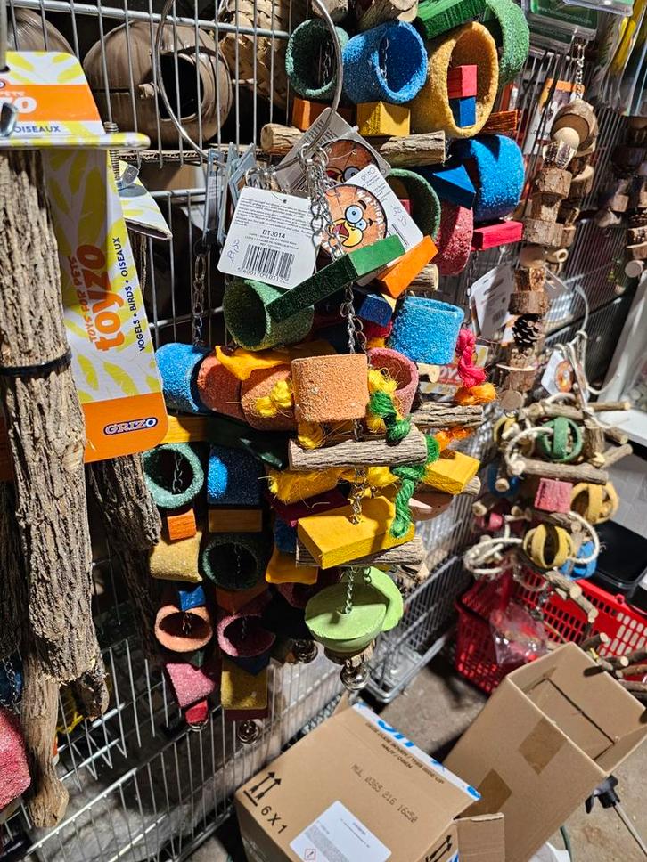 Dubbel Circus Bal+Hout Voor Papegaai 35cm BT3024 - Vogel Spe, Dieren en Toebehoren, Vogels | Toebehoren, Nieuw, Ophalen