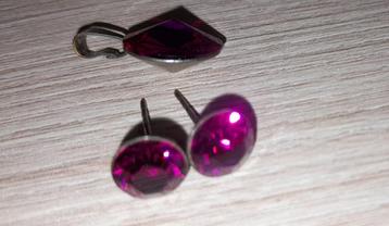 Parure Boucles d'Oreilles pierre rose et Pendentif pierre ro beschikbaar voor biedingen