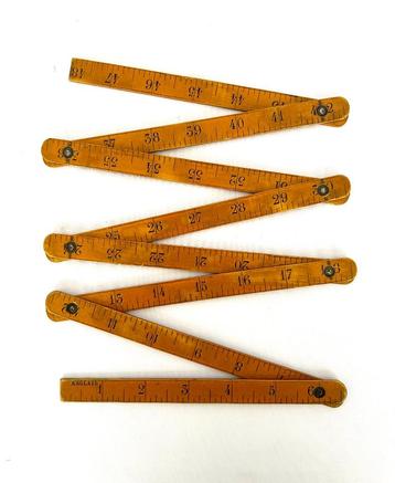 oude antieke buxus houten plooimeter in cm en inch, Enlèvement ou Envoi