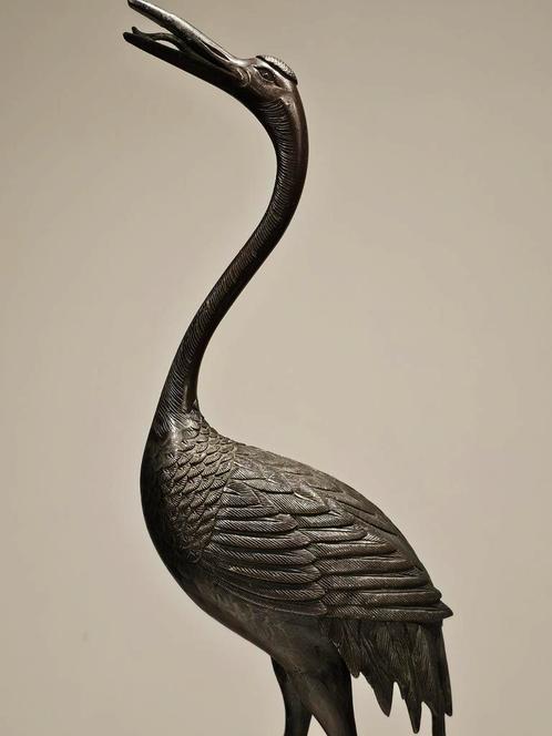 Prachtige bronzen kraanvogel 52cm, Antiek en Kunst, Kunst | Designobjecten, Ophalen of Verzenden