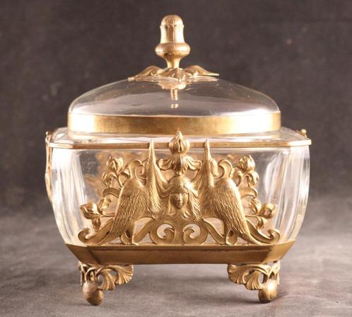 19e eeuwse kristallen bonbonnière, Antiek en Kunst, Antiek | Glaswerk en Kristal, Ophalen of Verzenden