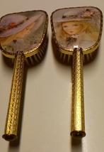 2 vintage goudkleurige borstels, met afbeelding meisjes, Antiek en Kunst, Ophalen