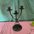 Bruine ijzeren kandelaar voor 3 kaarsen (28cm hoog), Brun, Utilisé, Métal, Chandelier
