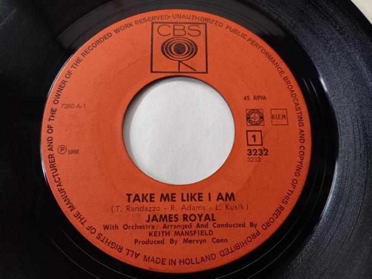 James Royal ‎– Take Me Like I Am / Sitting In The Station '7, Cd's en Dvd's, Vinyl Singles, Zo goed als nieuw, Single, R&B en Soul