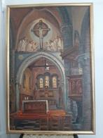 schilderij kerkinterieur Achiel Platteau, Antiek en Kunst, Ophalen