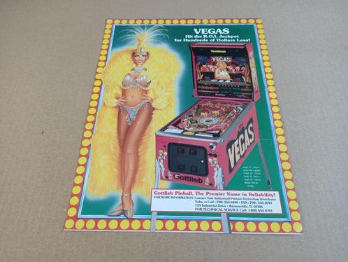 Flyer: Gottlieb Vegas (1990) Flipperkast, Collections, Machines | Flipper (jeu), Gottlieb, Enlèvement ou Envoi