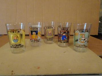 5 Grands verres Tintin Amora 1994 - Hergé -, Enlèvement ou Envoi, Tintin, Comme neuf, Ustensile