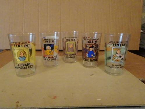 5 grote Tintin Amora 1994 glazen - Hergé -, Verzamelen, Stripfiguren, Zo goed als nieuw, Gebruiksvoorwerp, Kuifje, Ophalen of Verzenden