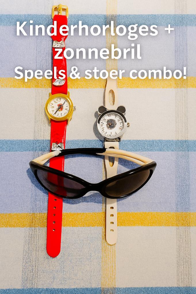 Kinderhorloges + zonnebril speels & stoer combo!, Handtassen en Accessoires, Horloges | Kinderen, Zwart, Ophalen of Verzenden