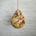 Vintage Art-Deco gemarmerde opaline glazen hanglamp. PR/ST, Ophalen of Verzenden