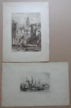 HENDRIK (RIK) SCHAEFFELS / LOT 2 WERKEN / ZW-W ETS / 46x35cm, Antiek en Kunst, Kunst | Etsen en Gravures, Ophalen of Verzenden