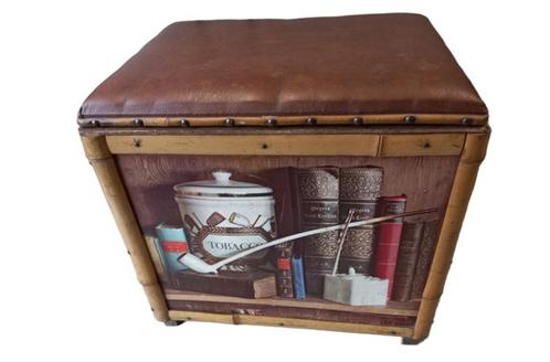vintage opbergbox. met skai zitting, Huis en Inrichting, Woonaccessoires | Kisten, Zo goed als nieuw, Minder dan 50 cm, Minder dan 50 cm