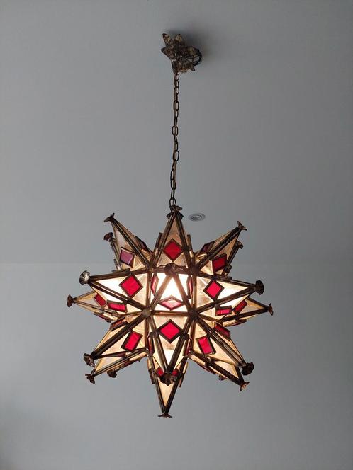Lampe suspendue très spéciale en forme d'étoile de Moravie à, Maison & Meubles, Lampes | Suspensions, Utilisé, Enlèvement ou Envoi