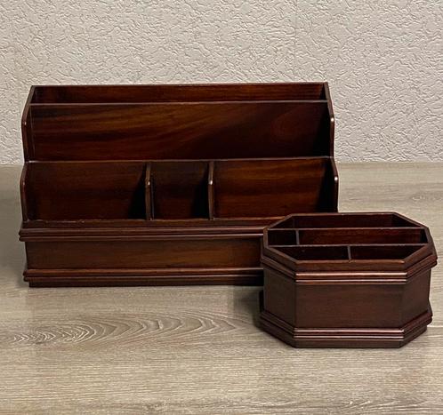 Vintage mahoniehouten bureauaccessoires, prijs: 50€, Antiek en Kunst, Antiek | Kantoor en Zakelijk, Ophalen of Verzenden