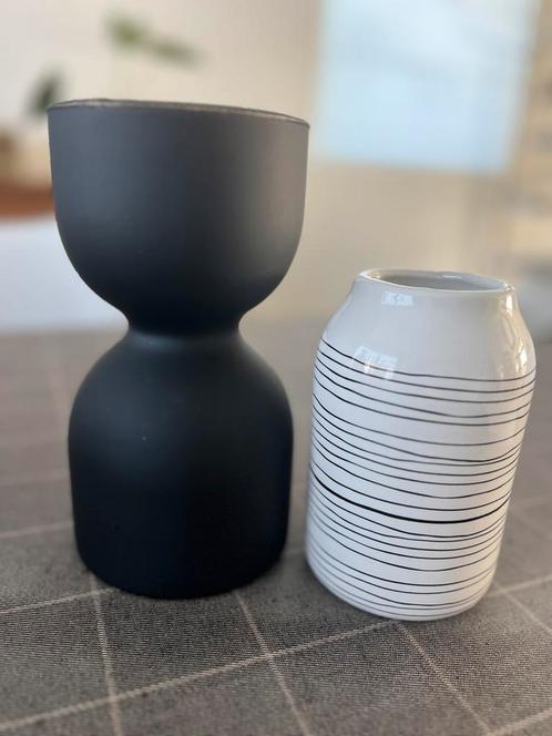 Duo decoratieve vazen, Huis en Inrichting, Woonaccessoires | Vazen, Zo goed als nieuw, Zwart, Ophalen of Verzenden