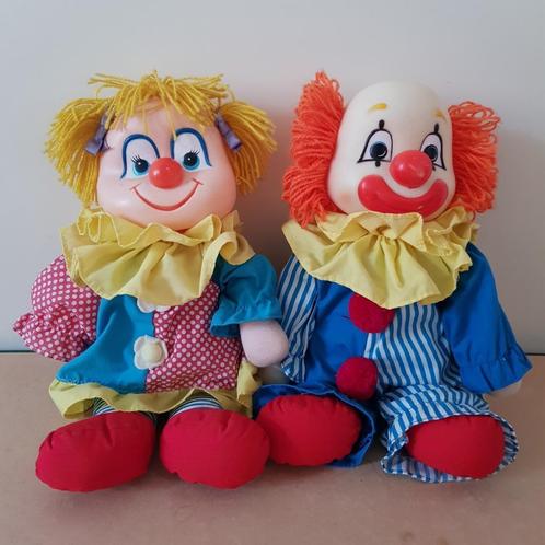 2 clownspoppen met gezicht aan voor- en achterkant, Verzamelen, Poppen, Ophalen of Verzenden