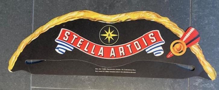 Vintage-Stella Artois-Reclame-Plooihoedje-Nooit gebruikt, Verzamelen, Biermerken, Zo goed als nieuw, Reclamebord, Plaat of Schild
