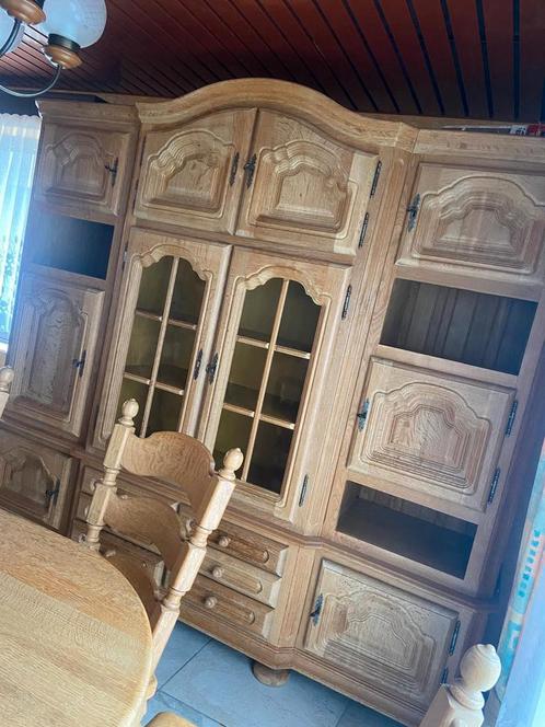 Salle à manger chêne massif style fermette., Huis en Inrichting, Complete eetkamers, Zo goed als nieuw, 6 tot 8 stoelen, Ophalen